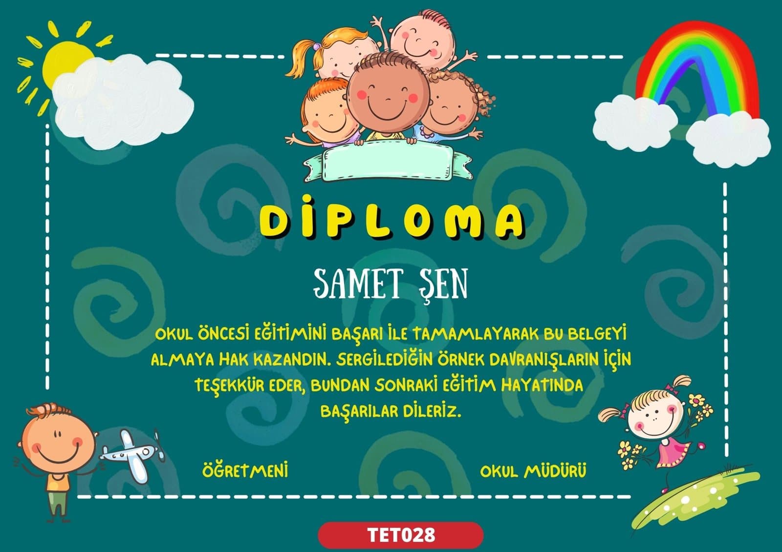 TET028 Gökkuşağı mezuniyet sertifikası