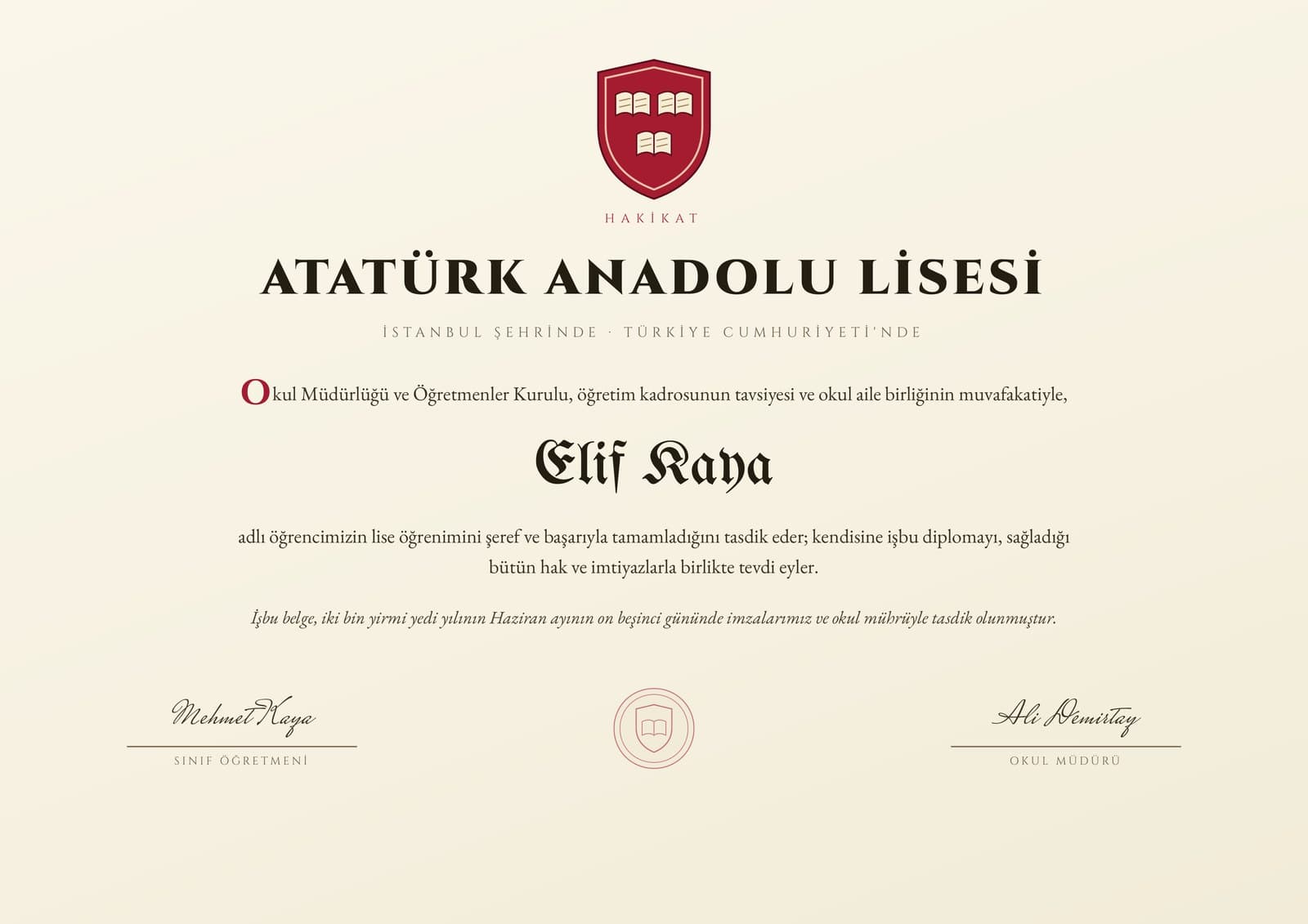 TET042 Sade Harvard mezuniyet sertifikası